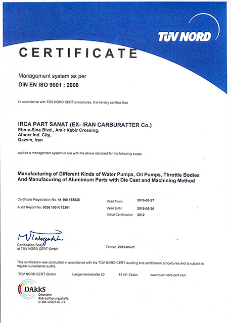 TUV NORD CERTIFICATE – ISO 9001 :2008